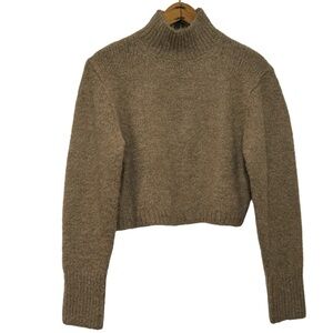 Zara Wool Alpaca Mock Neck Cropped Sweater Size Small